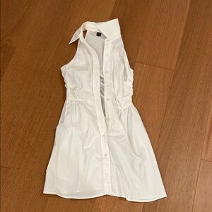 White Sleeveless Button-Up Dress